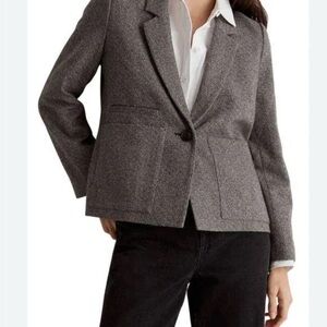 Madewell Gray Textured Single-Button Blazer
